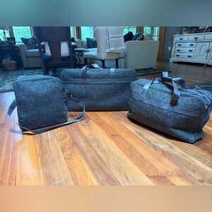 Pierre Cardin 3 Piece Travel Bag Suitcase Set in Grey Tweed‎
